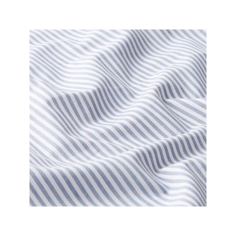 Popeline coton rayures bleu jean blanc – Tissu au mètre – Oeko-Tex