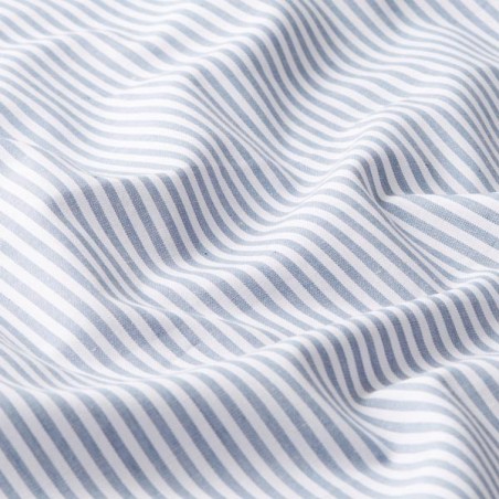 Popeline coton rayures bleu jean blanc – Tissu au mètre – Oeko-Tex