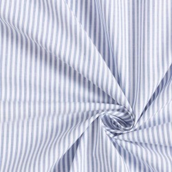 Popeline coton rayures bleu jean blanc – Tissu au mètre – Oeko-Tex